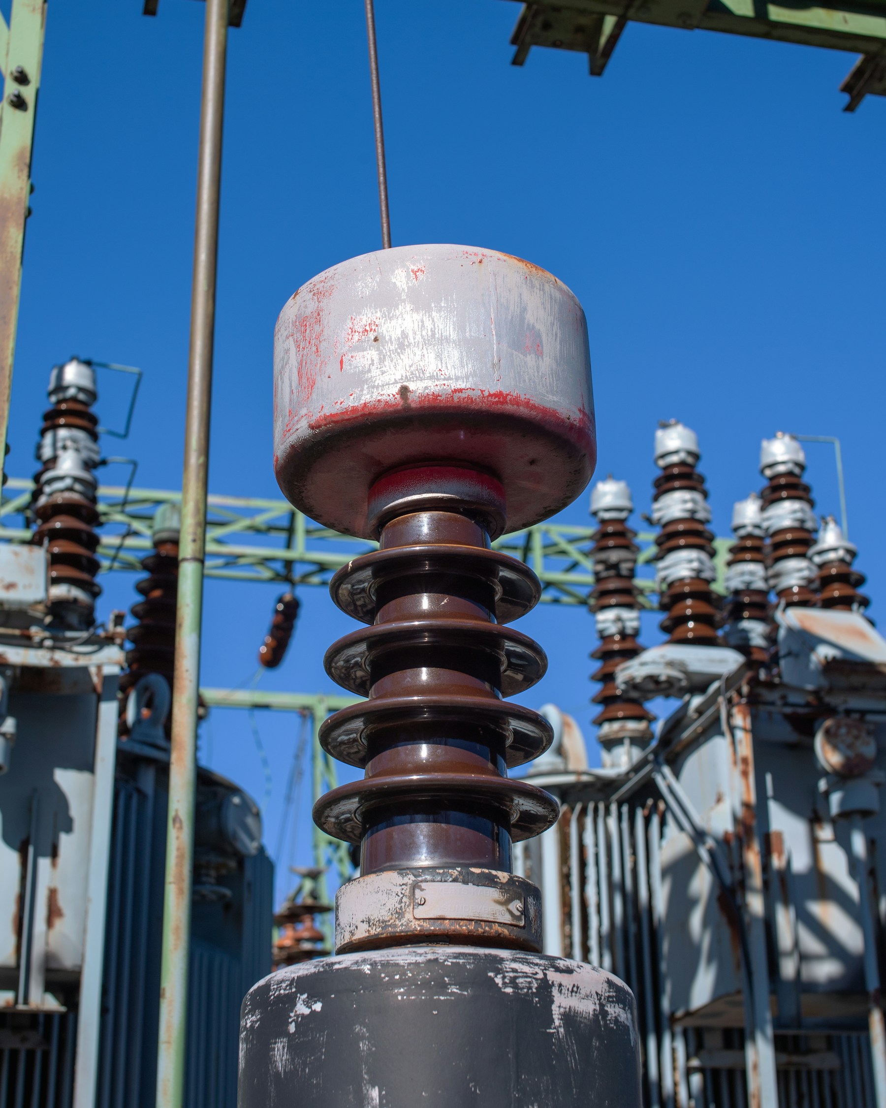 Insulators at an electrical substation